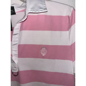 Y2K Lauren Active Ralph Lauren Pink White Stripe Polo Crest Preppy Golf L thumbnail 5