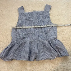 JCrew Women Peplum Blue Striped Sleeveless Top Cotton 4 Preppy Country Club Chic thumbnail 3
