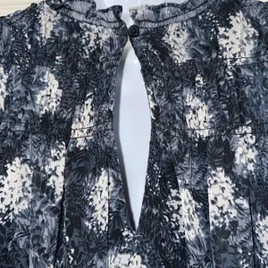 🆕 JOIE Limited Edition‎ Blue Baltic Print Smocked High Neck Dress NWOT Size L thumbnail 6