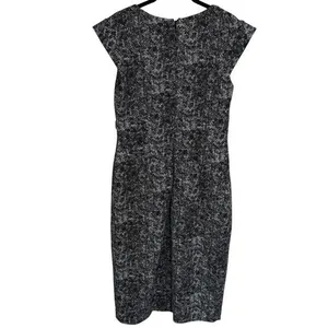 White House | Black Market Black & White Micro Polka Dot V-Neck Midi Pencil Dress Career Church Size 8 thumbnail 5