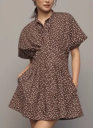 Anthropologie The Tobie Tie-Neck Shirt Dress by Exquise, Size S thumbnail 1