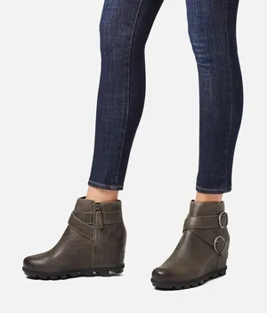 SOREL • Joan of Arctic Wedge II bootie buckle Quarry leather grey ankle short thumbnail 1