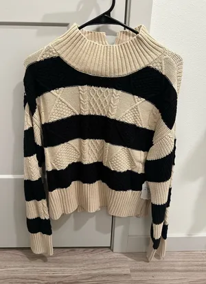 Altar'd State Sweater Stripped Cable Knit  thumbnail 1
