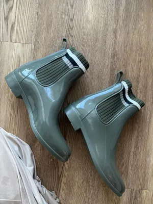 SERRA Women's Size 9 Olive Green Striped Slip-on Rubber Rain Boots New thumbnail 5