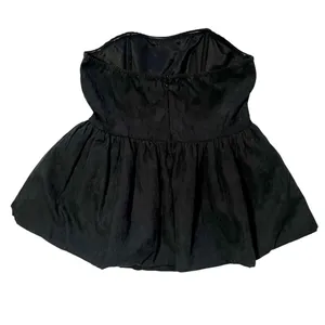 Cider Black Strapless Peplum Top Sleeveless Smocked Back NWT Size S thumbnail 4