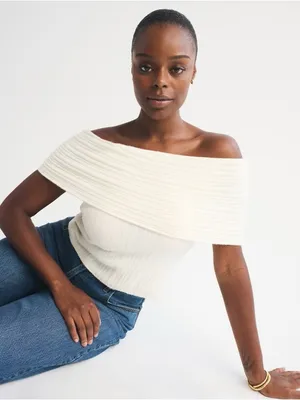 Abercrombie & Fitch Ribbed Foldover Off-The-Shoulder Sweater Top Size‎ XL thumbnail 3