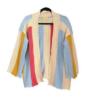 Judith March Colorful Striped Knit Sweater Cardigan Women’s Size M thumbnail 1