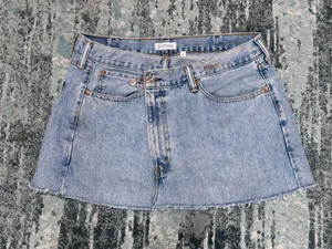 PARKE Crossover Denim Mini Skirt sz Large thumbnail 3