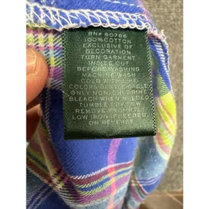 Lauren Ralph Lauren Madras Plaid Shirt Womens M Blue Green Pink RL Monogram thumbnail 9
