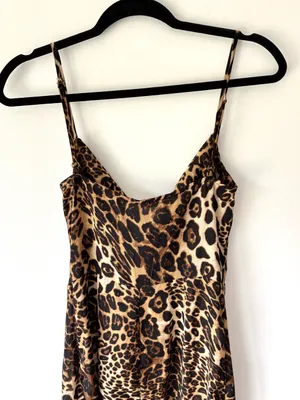 Meshki Leopard Cheetah Print Midi Slip Dress Cowl Neck Party Event Cocktail thumbnail 8