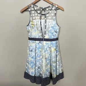 RYU Anthropologie Tulle Fit and Flare Floral Dress Mesh Polka Dot Overlay NWT thumbnail 5