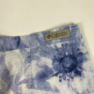 Vintage Columbia Pants‎ Womens Large Blue White Linen Floral Capri 00s AL 8184 thumbnail 11