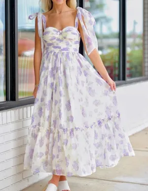 Floral Purple and White Women's Dress thumbnail 1