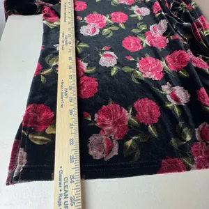 Notations Velvet Floral Rose Print Long Sleeve Top Black Red Women L Whimsigoth Dark Fairy thumbnail 8