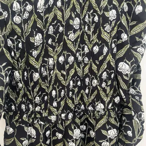 Anthropologie Floral Puff Shoulder Ruched-Sleeve V-Neck Top Women's Size XS‎ thumbnail 7