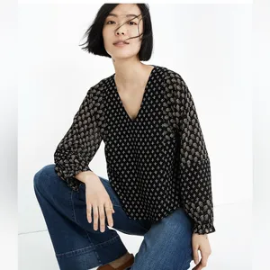Madewell Sheer Sleeve Top in Brushstroke Paisley Mix M thumbnail 12