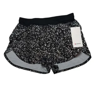 Lululemon Find Your Pace Short High Rise 3" Lined Crinkle Reflective White Black thumbnail 2