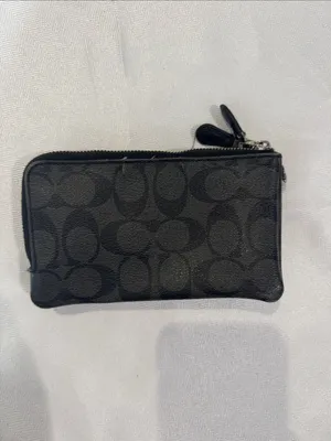 Coach Black Signature Zip Card Case thumbnail 2