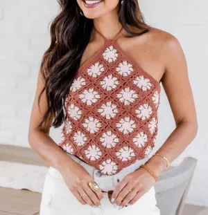 Pink lily loved by you brown halter neck size L NWOT thumbnail 6