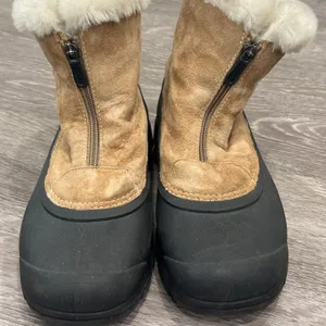 Sorel Snow Angel Zip Front Waterproof‎ Winter Boots Rootbeer Brown Suede Zip 9 thumbnail 2