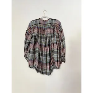 Women's Free People Plaid Button Down Shirt S Multicolor Rayon Cotton thumbnail 2