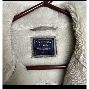 Vintage Y2K Abercrombie Fitch Jacket Womens Small Brown Suede Sherpa Fur 2000's thumbnail 11