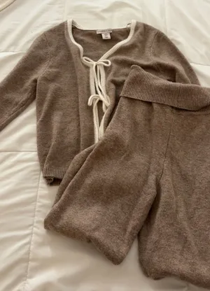 Sincerely Jules brown & cream cardigan and pants set in XS thumbnail 1
