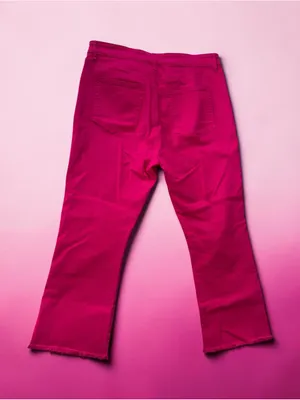 LOFT Pink Stretch Denim Kick Flare Cropped Pants Pockets Button- 32 2/2”- Waist thumbnail 5