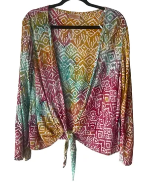Santiki‎ Women's One Size Rainbow Tropical Vacation Cover Up Beach Front Tie Top thumbnail 1