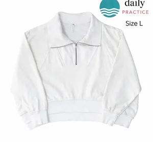 Daily Practice by Anthropologie White 1/4 Zip Cropped Sweatshirt Size L thumbnail 1