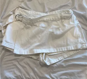 SheIn White Denim Wrap Skort with Belt thumbnail 1