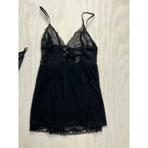 Adore Me Black Lace Babydoll Chemise Matching Panty‎ Set Size M thumbnail 9