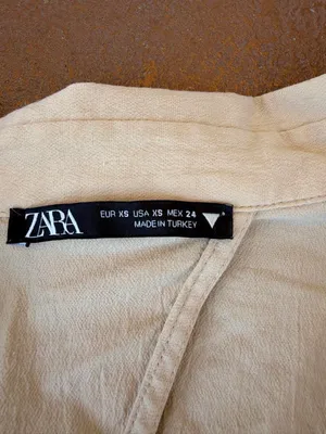 Zara tan cropped collared blouse with tie front detail and open back Size XS #western #cowgirl #preppy #academia thumbnail 6