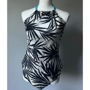 100% Silk Vintage Y2K Zebra Animal Printed Eclectic Bandana Halter Tank Size M thumbnail 2