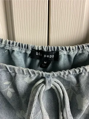 Blu Pepper Light Blue Floral Denim‎ Mini Dress thumbnail 4