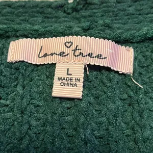 L Love Tree Women’s Deep Green Emerald Cropped Cardigan Sweater Autumn Fall thumbnail 4