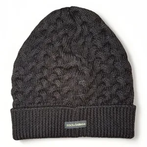 DOLCE & GABBANA 100% Wool Beanie‎ Knit Crochet Black One Size thumbnail 1
