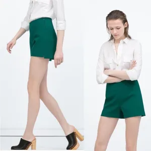 Zara Emerald Green High Waisted‎ Shorts medium thumbnail 2