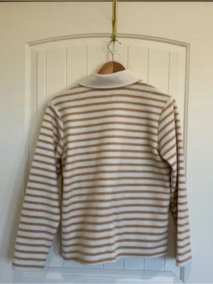 Carve Designs Clara Fleece Pullover in Birch Even Stripe thumbnail 6