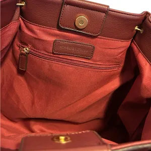 NWT.. Adrienne Vittadini Marseille Wine Leather Embossed Tote & Pouch MSRP $210 thumbnail 8