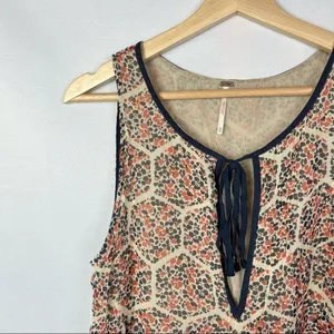 Free People Beige & Red Printed Raw Hem Tank Top XS‎ thumbnail 3