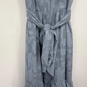 Azazie Nathalia Dusty Blue Floral Burnout Tiered Bridesmaid Maxi Dress A6 thumbnail 4