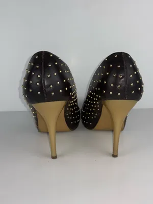 Liliana Black Studded High Heel Pump with Brown Cap Toe Size 8.5 Dolace thumbnail 5