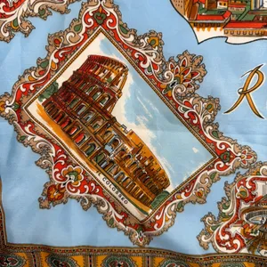 Scarf Roma Italy Souvenir Landmark Print Blue Travel Core Vintage Accessory thumbnail 6