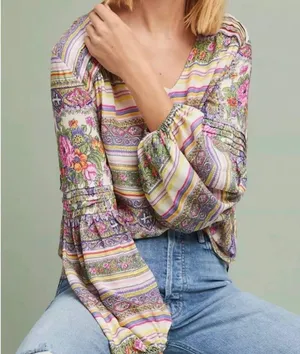 Anthropologie Maeve Ceresco Peasant Top thumbnail 1