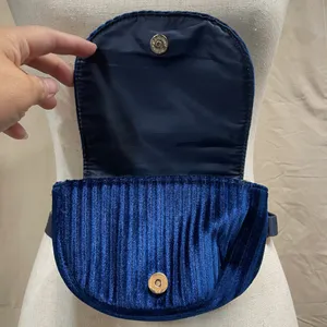 Fable England Navy Velvet Waist Bag Gold Bee Emblem Minimalist‎ Cottagecore Twee thumbnail 3