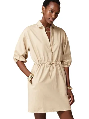 J.Crew Light Tan Cotton Adjustable Waist Utility Shift Dress thumbnail 1