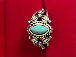Vintage/Boho Design Faux Turquoise Stainless Steel Silver Ring Size 8 NWT thumbnail 2