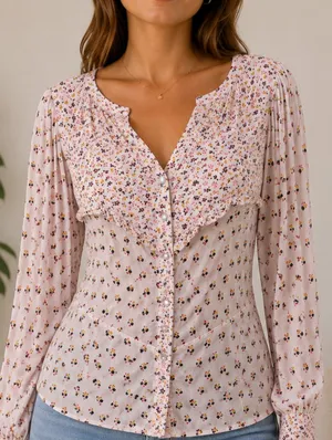 Free People Floral Button Down thumbnail 1