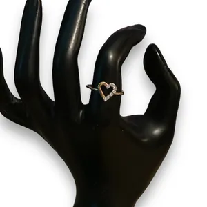 Vintage 14K HE Espo Simulated Diamond Open Heart Ring thumbnail 3